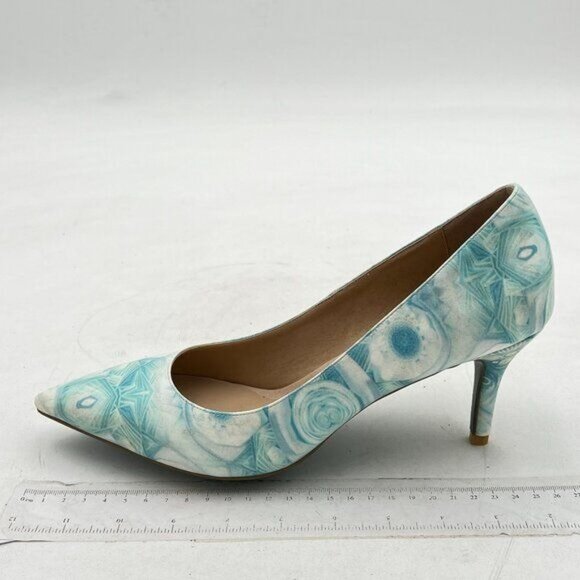 FSJ Women Classic Kitten Heels Pointy Closed Toe Pumps Slip On Office Blue - Picture 1 of 7
